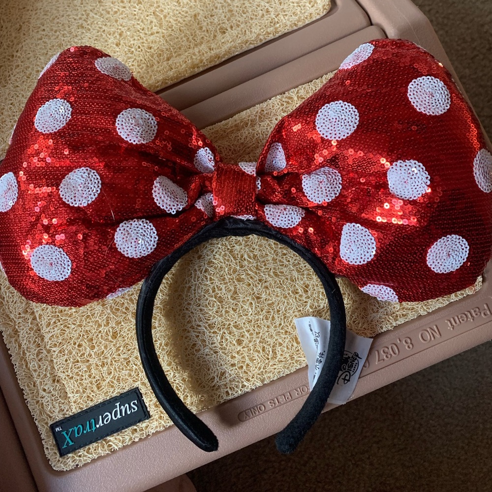 Minnie Mouse Red Sequin Polka Dot Bow Headband